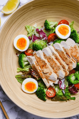 Japanese chicken salad with homemade wafu dressing featured img